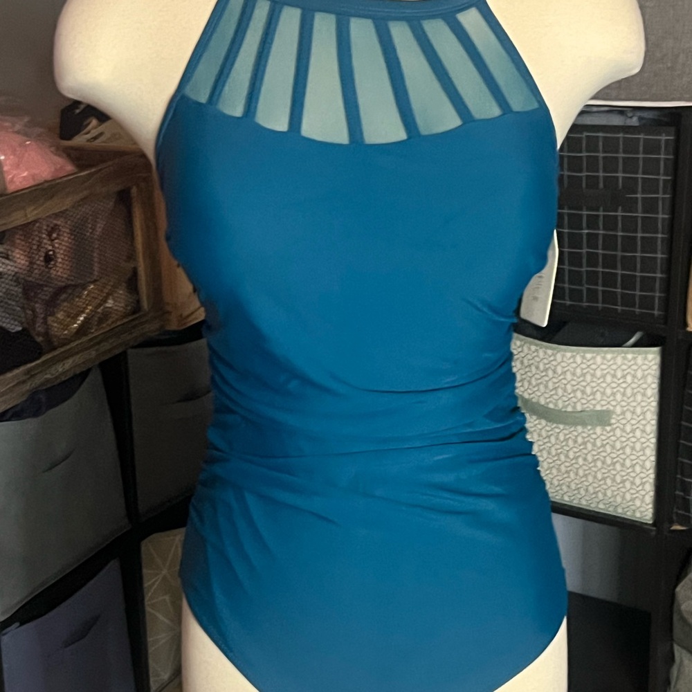 Teal Halter One-Piece Swimsuit